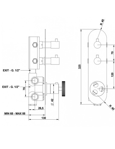 Bongio BOWLING art. 38542/2 miscelatore termostatico a parete