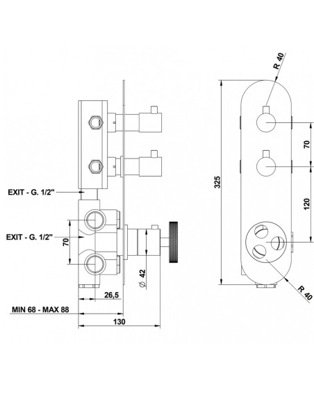 Bongio BOWLING art. 38542/2 miscelatore termostatico a parete