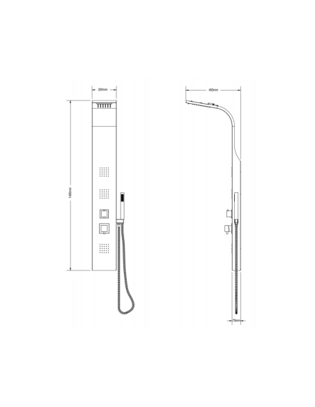 Colonna doccia in acciaio Roma scheda tecnica