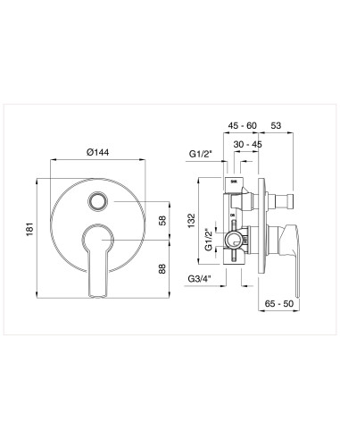 Bugnatese Tess monocomando doccia con deviatore automatico 2 uscite