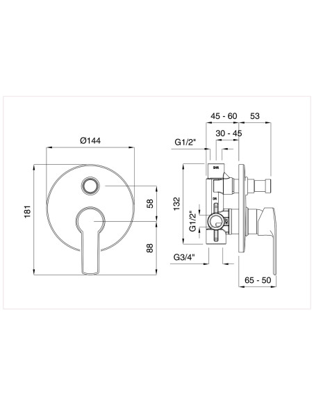 Bugnatese Tess monocomando doccia con deviatore automatico 2 uscite