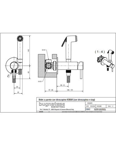 Bugnatese Kobuk miscelatore monocomando con doccetta bidet schede