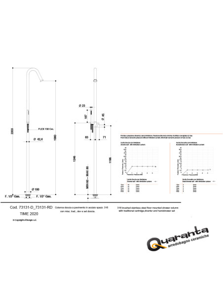 Bongio TIME2020 BASIC colonna doccia a pavimento in acciaio inox 916 - scheda tecnica