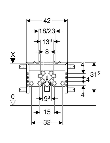 Modulo Geberit Combifix per vaso e bidet sospesi 110.790.00.1 + 457.608.00.5