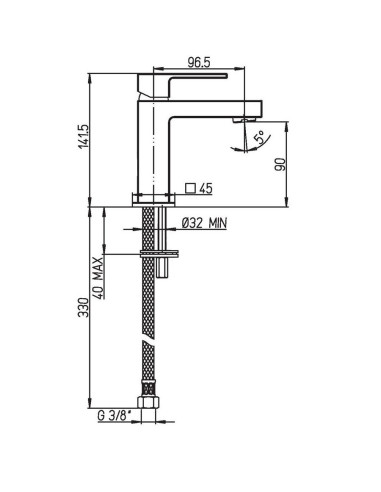 Paini dax monocomando lavabo, scheda tecnica