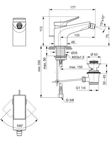 Ideal Standard CONCA miscelatore monocomando bidet BC760AA