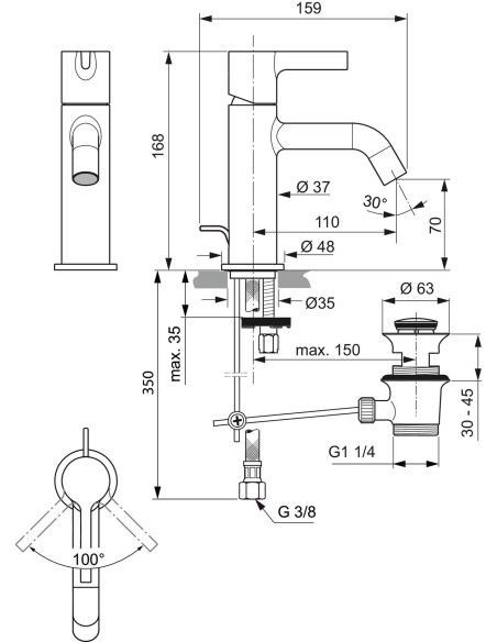 Ideal Standard JOY miscelatore monocomando lavabo con scarico