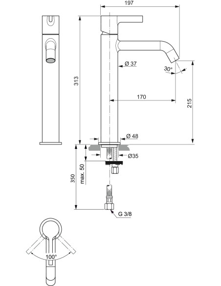 Ideal Standard JOY miscelatore monocomando lavabo da appoggio BC781AA