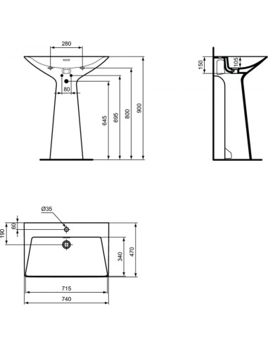 Ideal Standard Tipo Z lavabo freestanding monoforo T442501