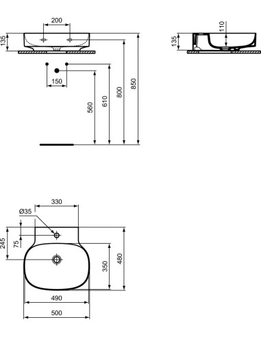 Ideal Standard Linda-X lavabo sospeso 50x48 T439001