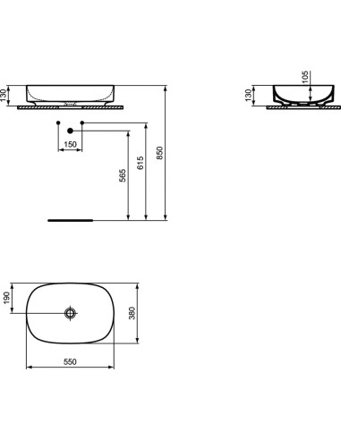Ideal Standard Linda-X lavabo d'appoggio 55x38