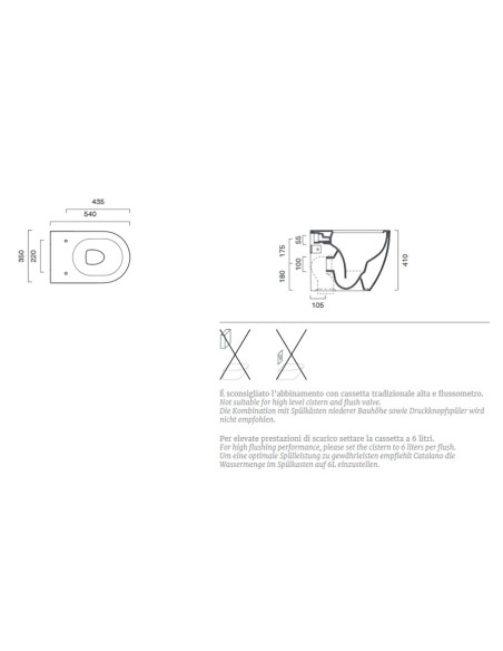 Sanitari Filo muro Catalano Sfera 54 vaso, bidet e coprivaso rallentato