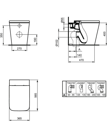 Ideal Standard Blend Cube Sanitari Filo muro - T368801 - T368901