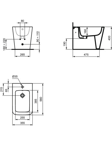 Ideal Standard Blend Cube Filo muro BIANCO SETA - T3688V1 - T3689V1