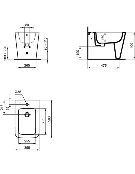 Ideal Standard Blend Cube Filo muro BIANCO SETA - T3688V1 - T3689V1
