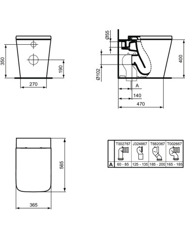 Ideal Standard Blend Cube Filo muro BIANCO SETA - T3688V1 - T3689V1