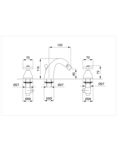 Bugnatese Old '800 Batteria bidet con bocca erogazione con scarico automatico