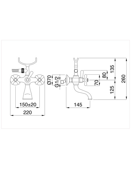 Bugnatese Old '800 Gruppo vasca esterno con doccia normale