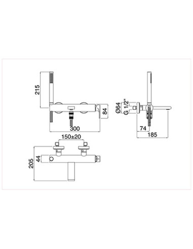 Bugnatese Simple Monocomando vasca esterno con doccetta