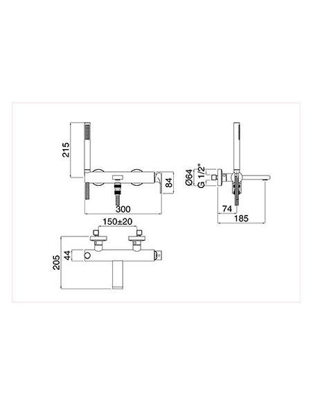 Bugnatese Simple Monocomando vasca esterno con doccetta