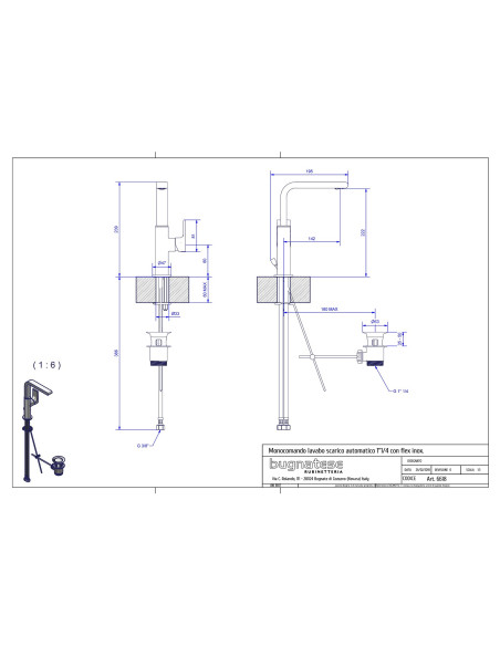Bugnatese Simple Monocomando lavabo scarico automatico