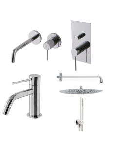 Treemme Up+ Miscelatore Lavabo a muro, bidet, incasso doccia, soffione e doccetta