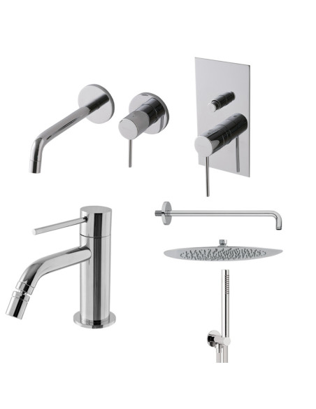 Treemme Up+ Miscelatore Lavabo a muro, bidet, incasso doccia, soffione e doccetta