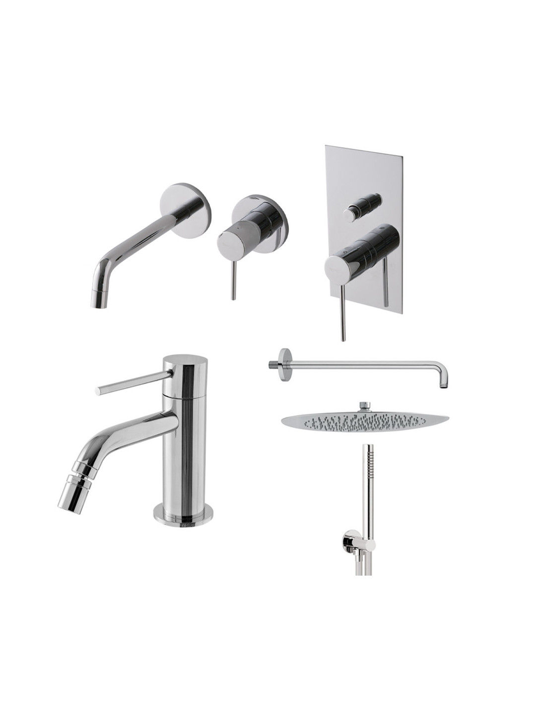 Treemme Up+ Miscelatore Lavabo a muro, bidet, doccia, soffione e doccetta