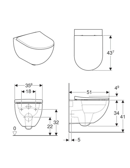 Geberit Acanto Vaso sospeso Rimfree - 500.606.01.2 - Al miglior prezzo