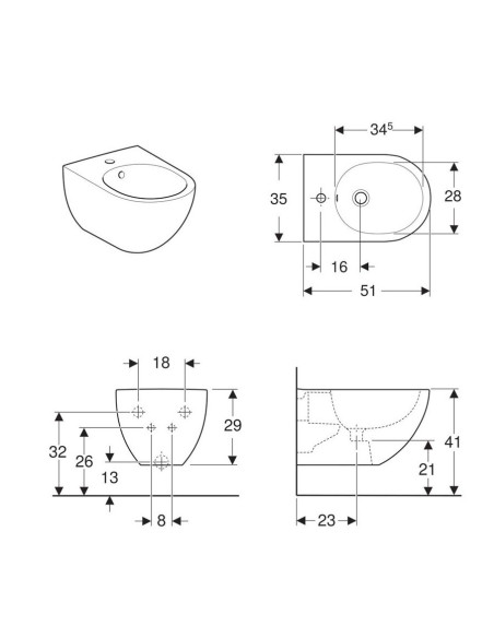 Geberit Acanto Bidet sospeso 500.601.01.2 miglior prezzo online