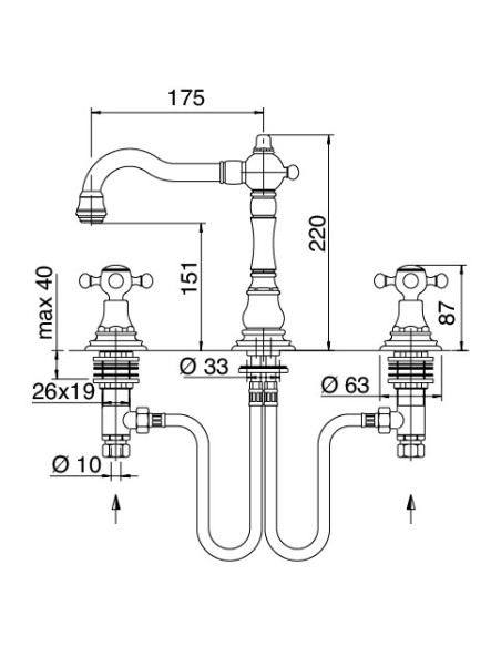 Zazzeri Kent Batteria lavabo collo girevole tre fori - Miglior Prezzo