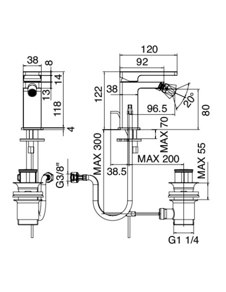 Zazzeri Qquadro Miscelatore bidet monocomando