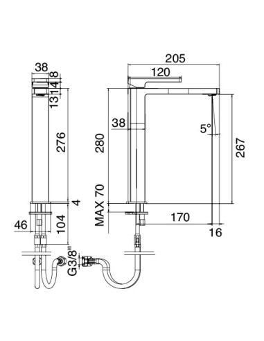 Zazzeri Qquadro Miscelatore lavabo alto monocomando 57001099A00