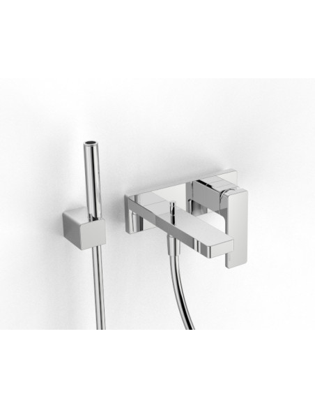 Zazzeri Qquadro Miscelatore vasca esterno duplex ½” con doccetta stilo