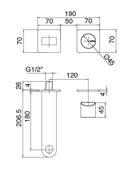 Zazzeri Trend X-ONE Miscelatore lavabo a muro 18,5 con leva
