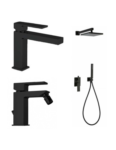 Paini Dax RS set rubinetteria nero opaco, lavabo, bidet, doccia