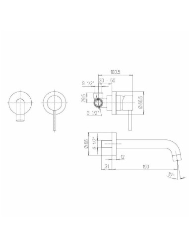 Paini Cox miscelatore lavabo a muro nero opaco