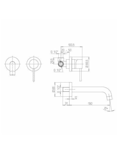 Paini Cox miscelatore lavabo a muro nero opaco