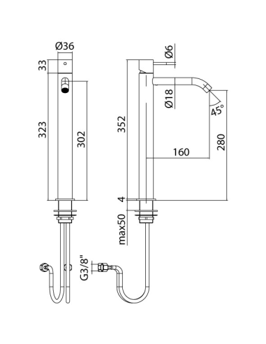 Zazzeri Z316 Miscelatore alto per lavabo Acciaio Inox 33001098A00