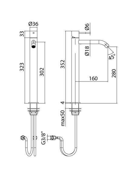 Zazzeri Z316 Miscelatore alto per lavabo Acciaio Inox 33001098A00