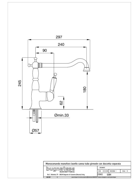 Buonatese Oxford miscelatore lavello 6382 - Offerta Online