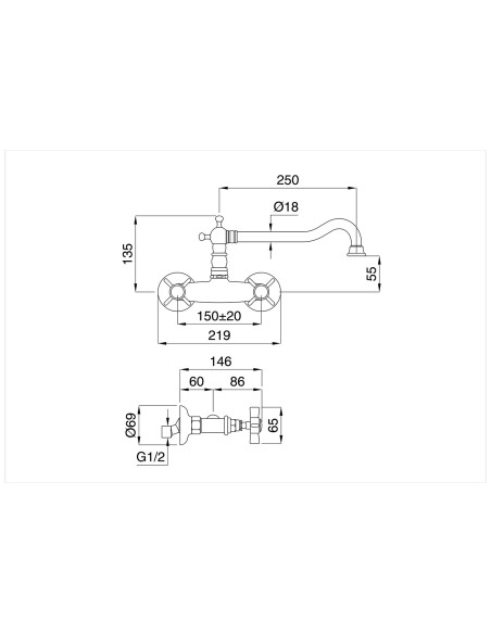 Bugnatese Princeton gruppo lavello a parete 852 - Offerta Online