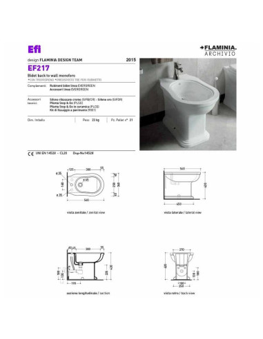 Sanitari filo muro Flaminia Efi Plus vaso bidet e coprivaso