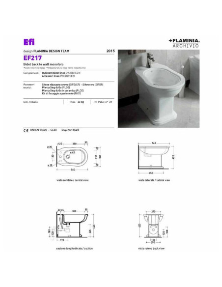 Sanitari filo muro Flaminia Efi Plus vaso bidet e coprivaso