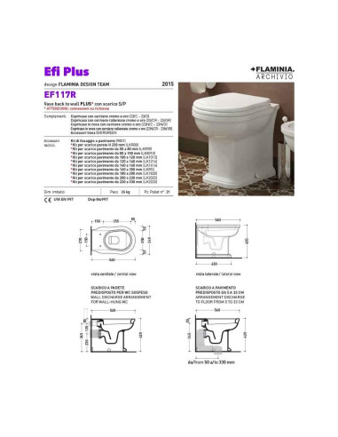 Sanitari filo muro Flaminia Efi Plus vaso bidet e coprivaso