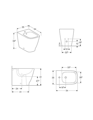 Sanitari filo muro Geberit Smyle vaso rimfree bidet e coprivaso rallentato