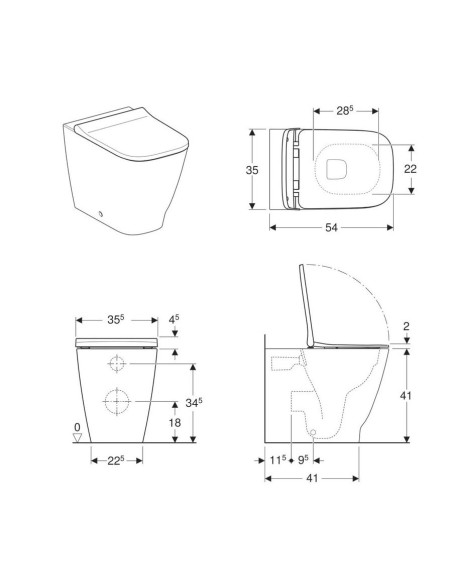 Sanitari filo muro Geberit Smyle vaso rimfree bidet e coprivaso rallentato
