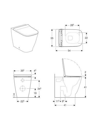 Vaso filo muro Rimfree Smyle Square Geberit 500.829.00.1