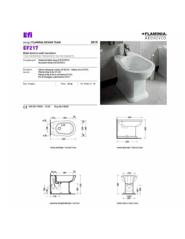 Sanitari filo muro Flaminia Efi Plus vaso bidet e coprivaso rallentato