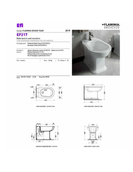 Sanitari filo muro Flaminia Efi Plus vaso bidet e coprivaso rallentato